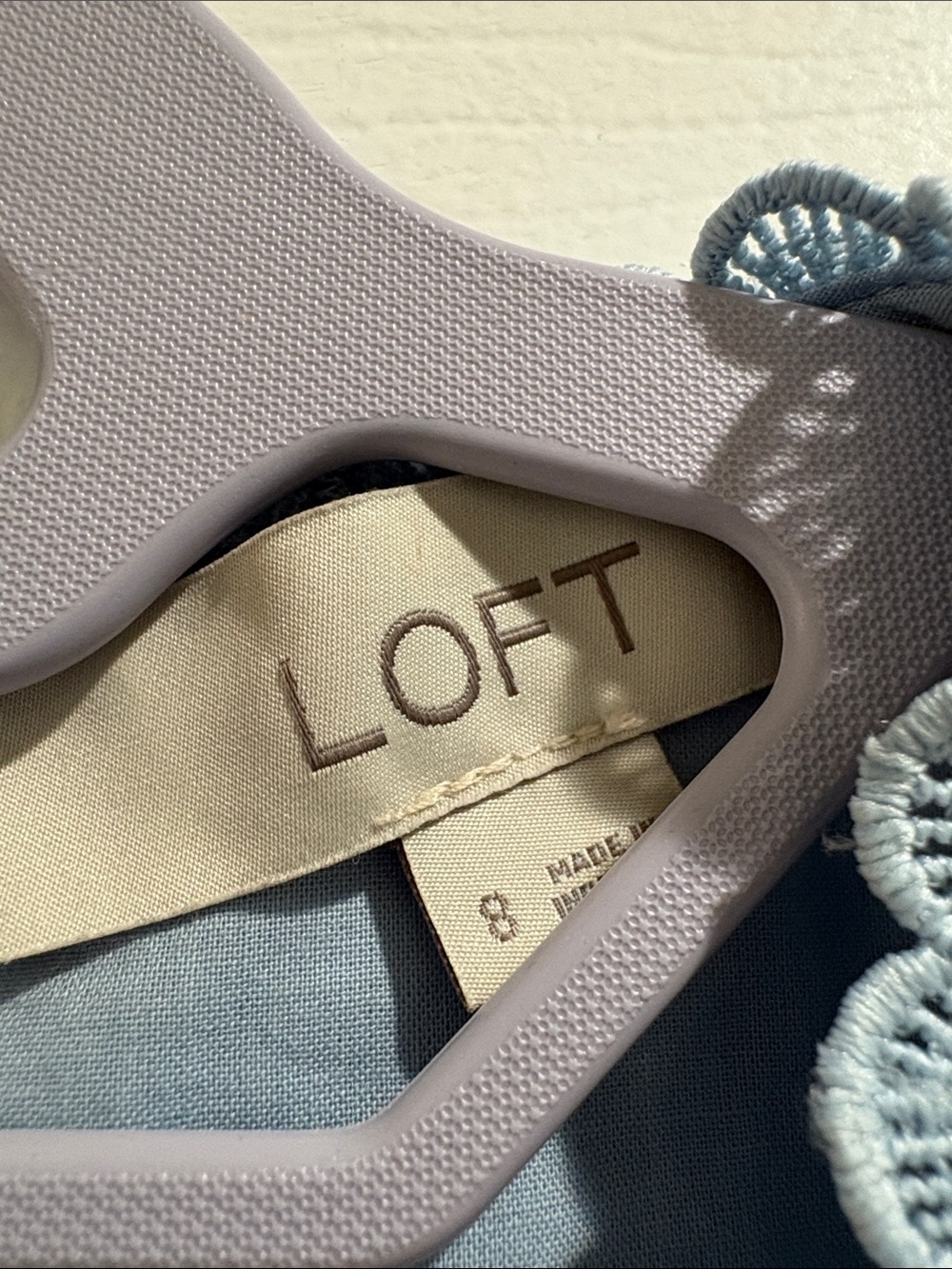 Loft Women’s Size 8 100% Cotton Cropped Fitted Blouse Embroidered Baby Blue - Picture 5 of 10